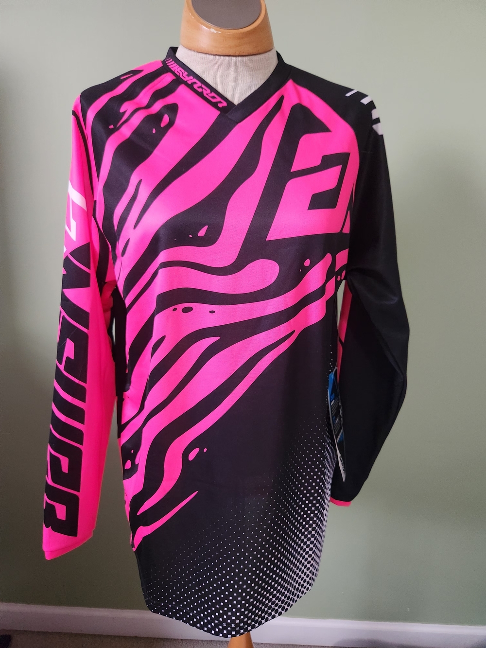 Pink and Black Graphic Long-Sleeve Skirt